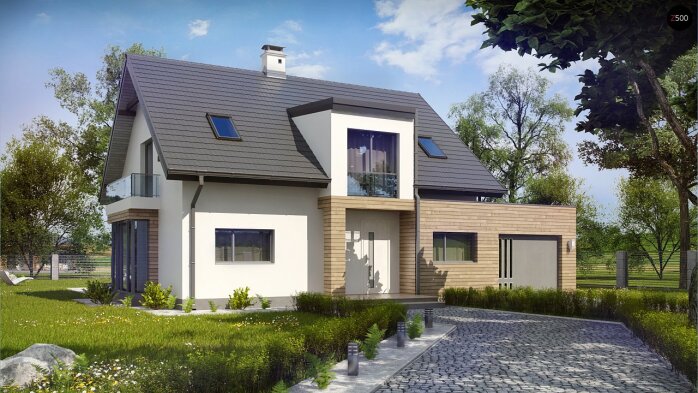 Проект дома U189 - 1 С мансардным этажом дома в Украине