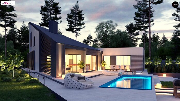 Проект дома Ux94 - 3 С мансардным этажом дома в Украине