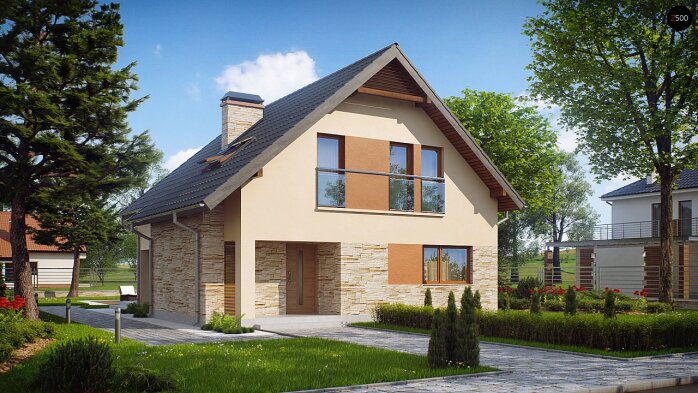Проєкт будинку U134 - З мансардним поверхом дома в Україні