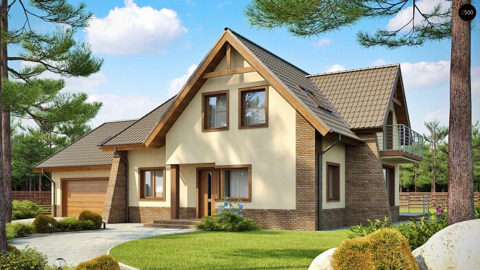Проект дома U70 - 1 С мансардным этажом дома в Украине